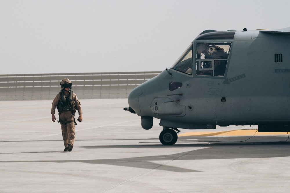 MV-22 Osprey refuels at AUAB for AFCENT ACE capstone event