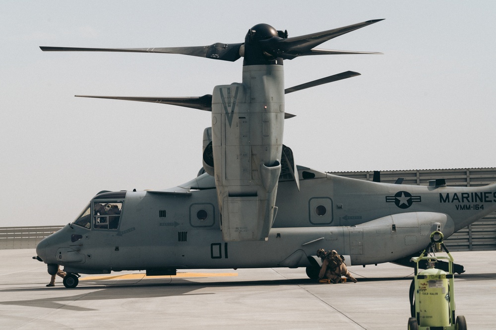 MV-22 Osprey refuels at AUAB for AFCENT ACE capstone event