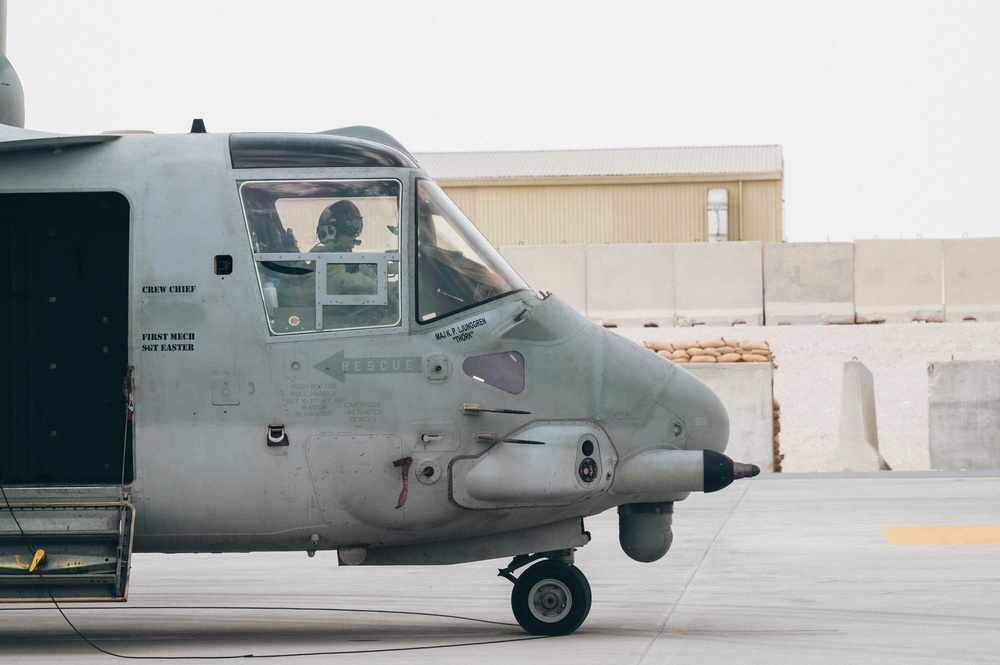 MV-22 Osprey refuels at AUAB for AFCENT ACE capstone event