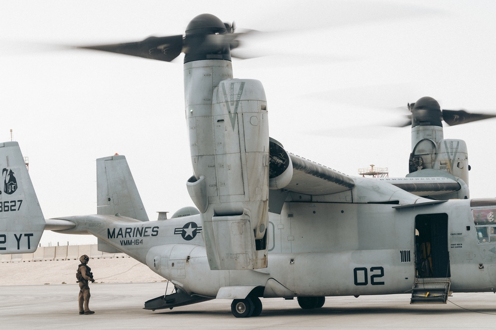 MV-22 Osprey refuels at AUAB for AFCENT ACE capstone event