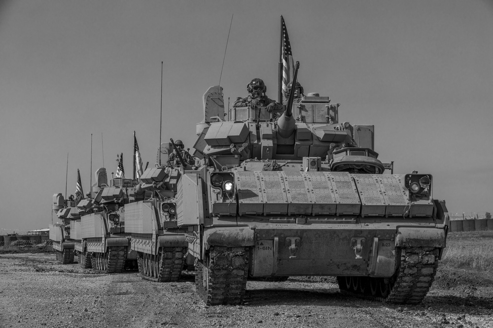 U.S. Army Bradleys Conduct a Border Crossing Patrol in Syria