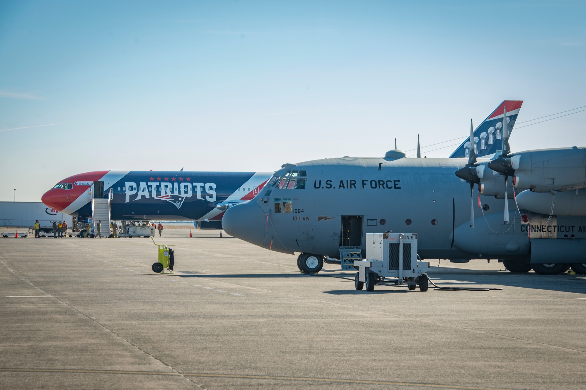 New England Patriots' plane carrying National Guard soldiers