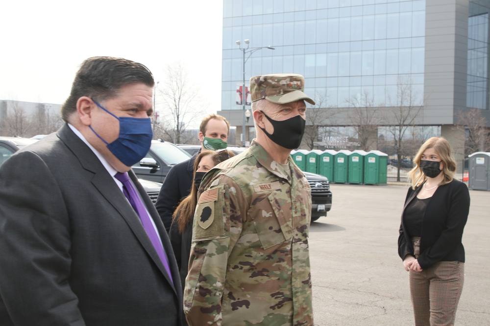 Illinois Adjutant General attends press conference to mark opening of United Center CVC