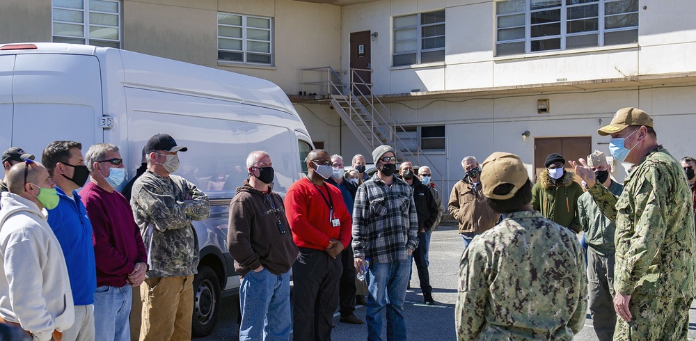 Rear Adm. Chip Rock Recognizes NAS Oceana, JEB LCFS Public Works Department Employees