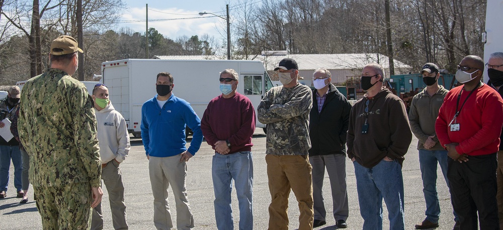 Rear Adm. Chip Rock Recognizes NAS Oceana, JEB LCFS Public Works Department Employees