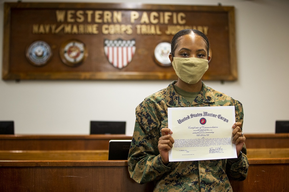 Sgt. Jerre’al Hayles awarded the 2020 Trial Service Office Marine of the Year