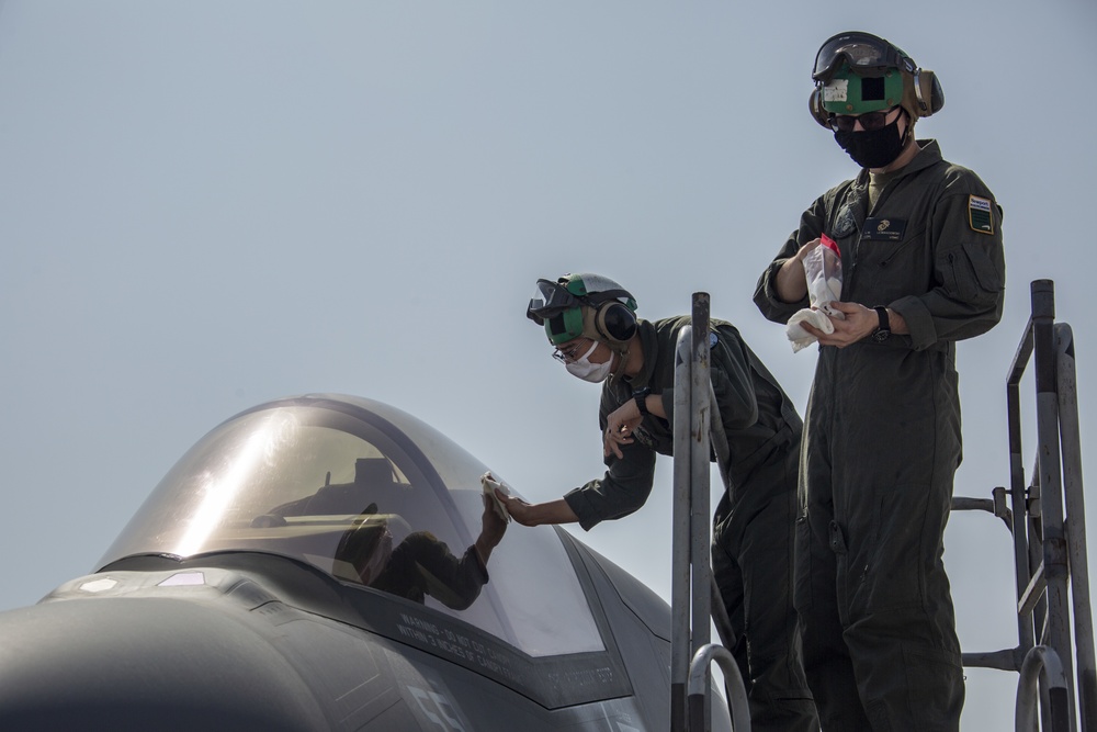 15th MEU Marines conduct F-35B flight operations at Al Udeid Air Base in support of Agile Combat Employment