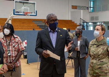U.S. Virgin Islands Governor, Albert Bryan Jr., visits St. Thomas Community Vaccination Center