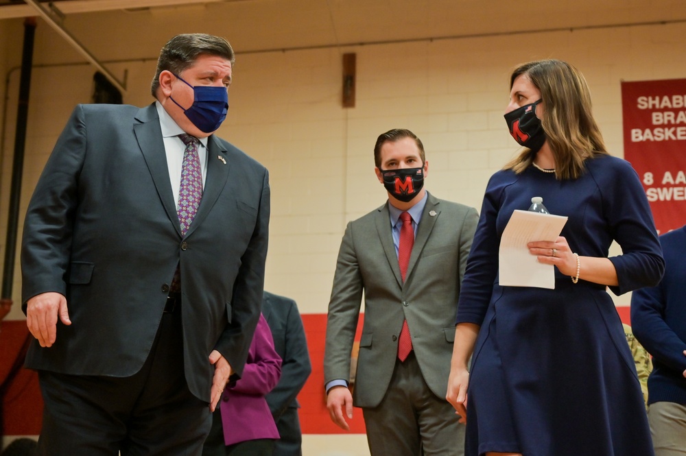 Illinois Gov. JB Pritzker Visits Morris Illinois Vaccination Site
