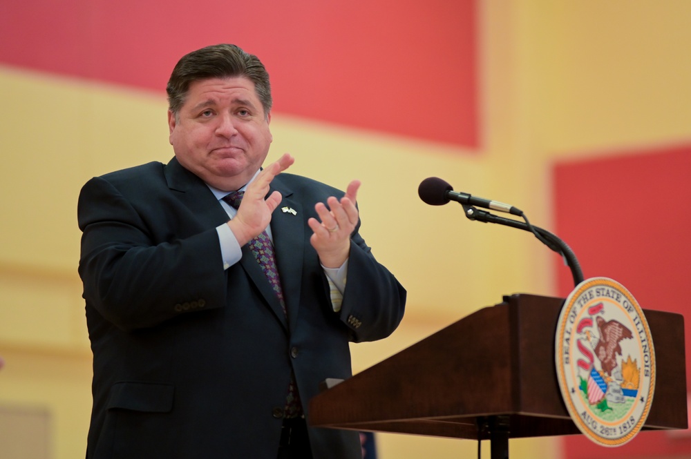 Illinois Gov. JB Pritzker Visits Morris Illinois Vaccination Site