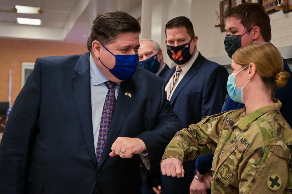 Illinois Gov. JB Pritzker Visits Morris Illinois Vaccination Site
