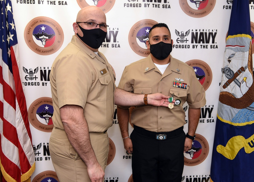 Commander, Navy Recruiting Command presents National Awards to NTAG San Antonio Sailors