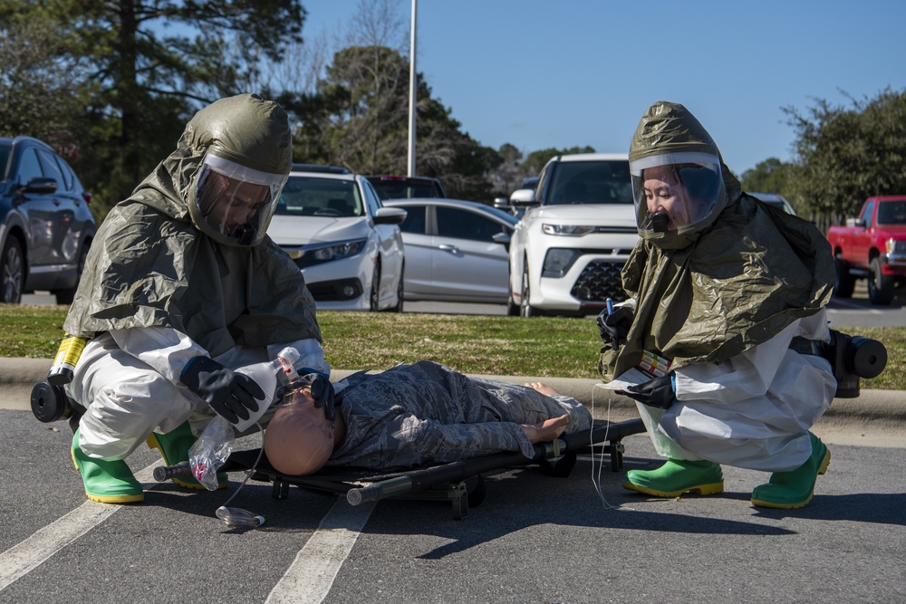 Multi-capable Airmen participate in Chemical Decon Training