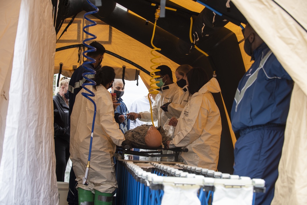 Multi-capable Airmen participate in Chemical Decon Training