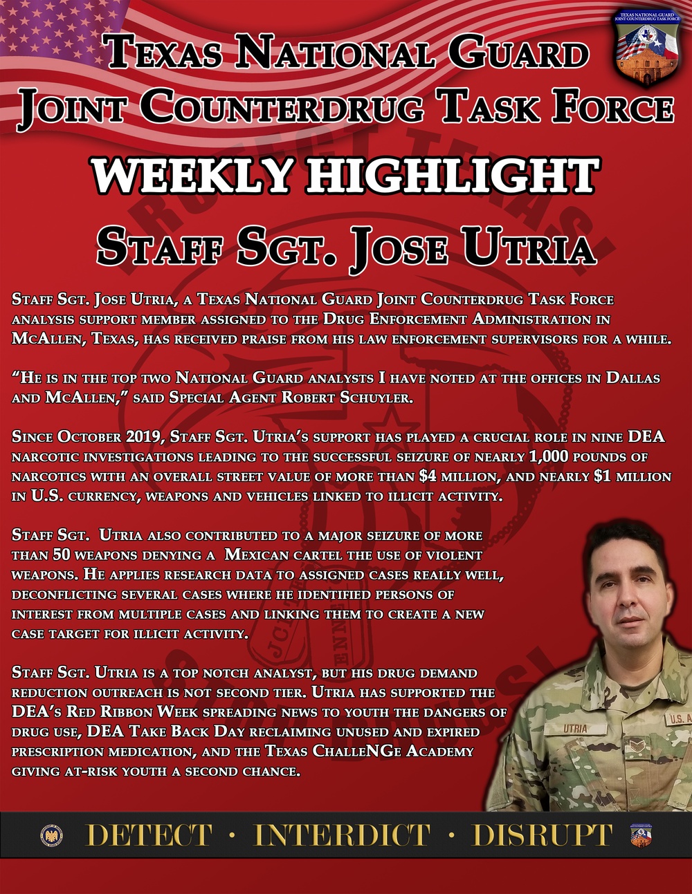 Texas Counterdrug Weekly Highlight Staff Sgt Utria
