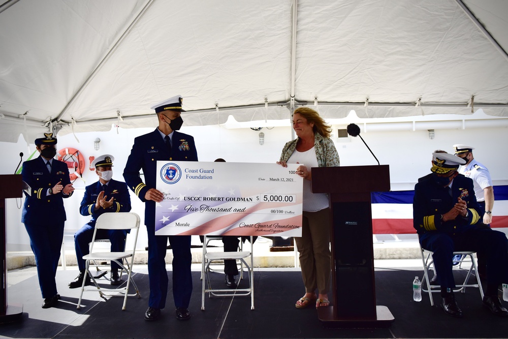 USCGC Robert Goldman commanding officer accepts Coast Guard Foundation gift on behalf of crew