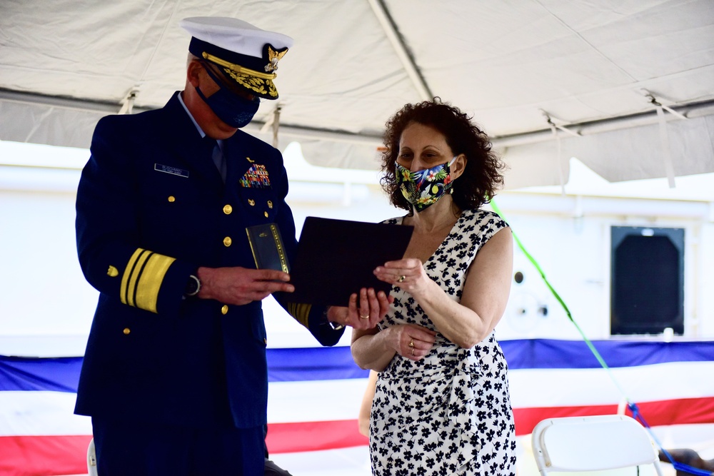 U.S. Coast Guard presents Pharmacist's Mate 2nd Class Robert Goldman with Good Conduct Medal