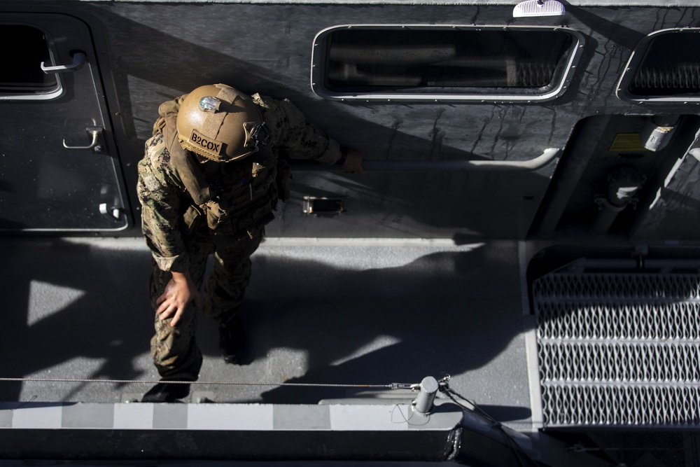 Mark VI Patrol Boats practice stern gate operations