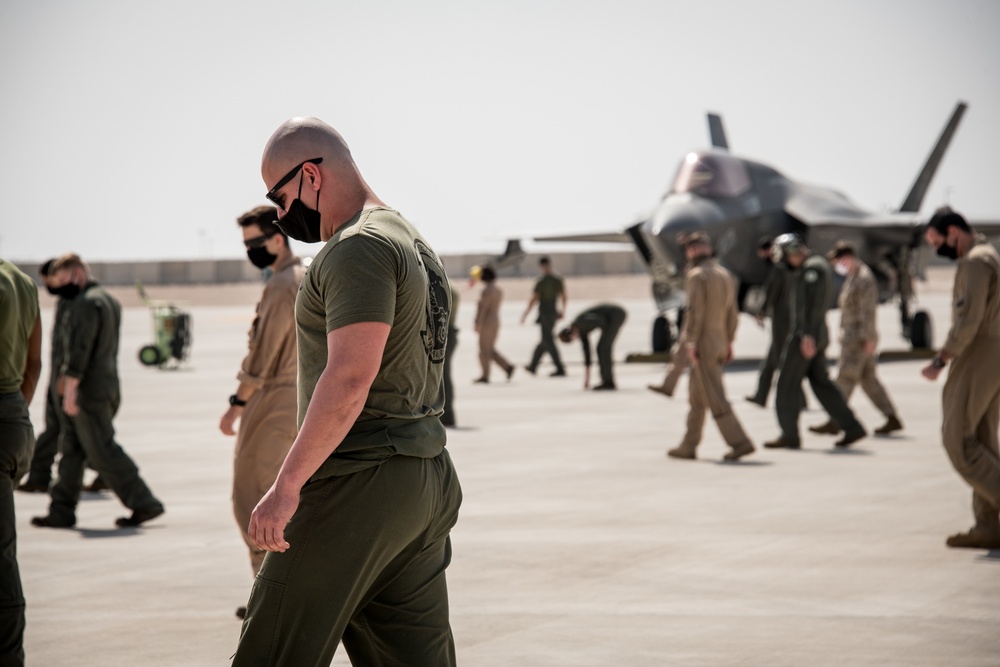 F-35B Lightning II stops at AUAB for AFCENT ACE capstone event