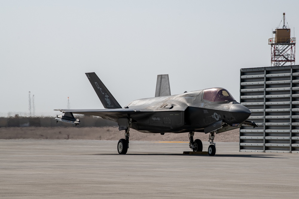 F-35B Lightning II stops at AUAB for AFCENT ACE capstone event