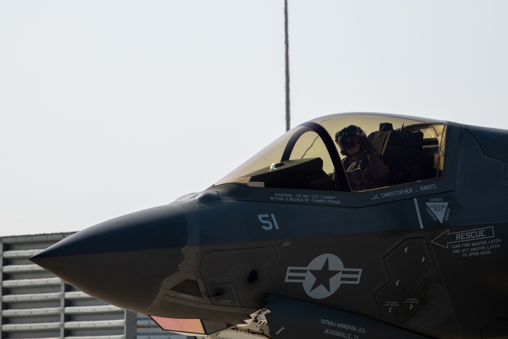 F-35B Lightning II stops at AUAB for AFCENT ACE capstone event