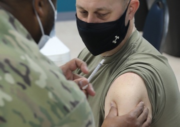 Camp Arifjan senior leaders show confidence during one-shot COVID-19 vaccine rollout