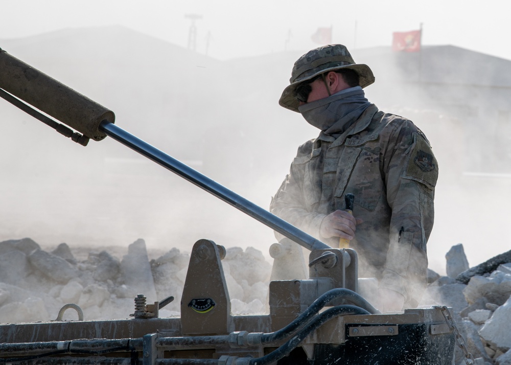 379th ECES performs rapid airfield damage repair during AFCENT capstone event