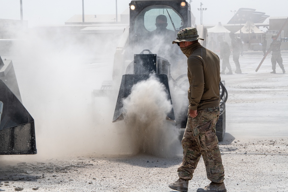 379th ECES performs rapid airfield damage repair during AFCENT capstone event