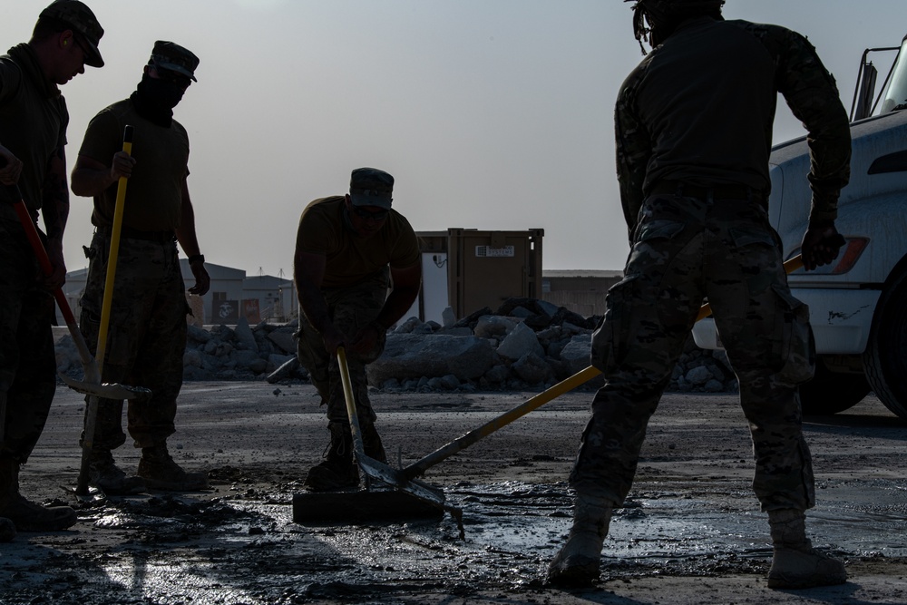 379th ECES performs rapid airfield damage repair during AFCENT capstone event