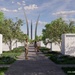 Future view from within the columbaria courts looking east at the existing Air Force Memorial.