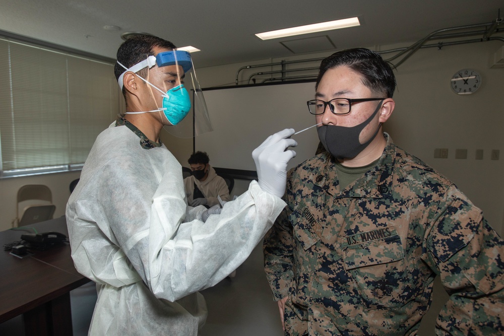 MRF-D Advanced Echelon receive a COVID-19 test