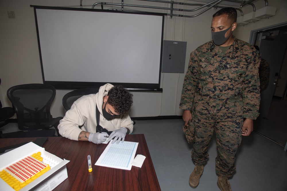 MRF-D Advanced Echelon receive a COVID-19 test