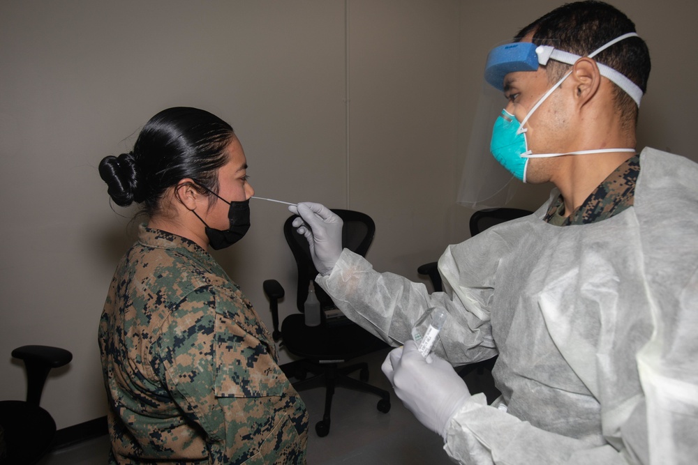 MRF-D Advanced Echelon receive a COVID-19 test