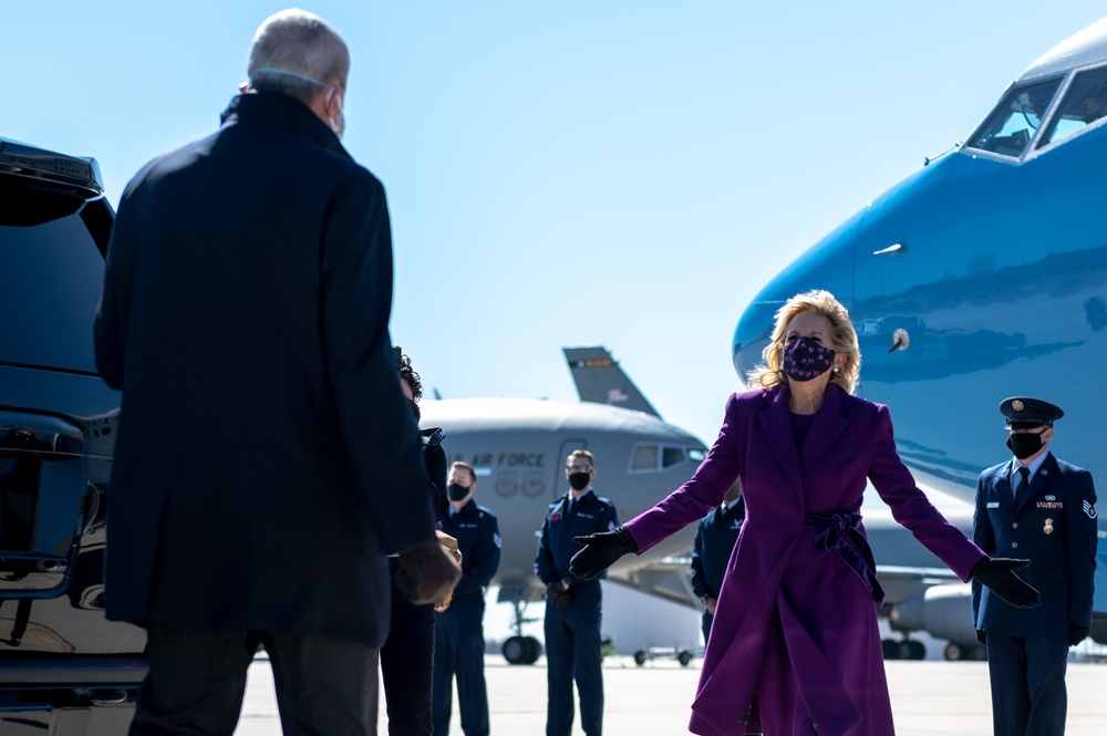 First Lady Jill Biden Arrives on Joint Base MDL