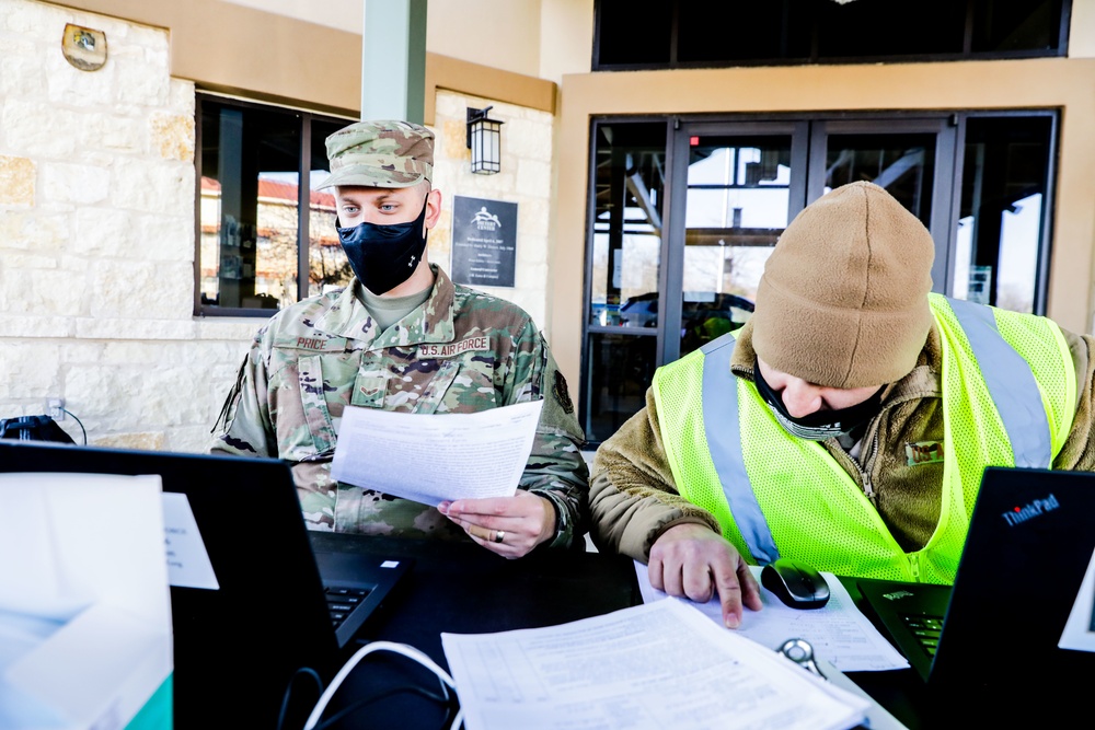 Texas Military Members work vaccination site in Kerrville, Texas