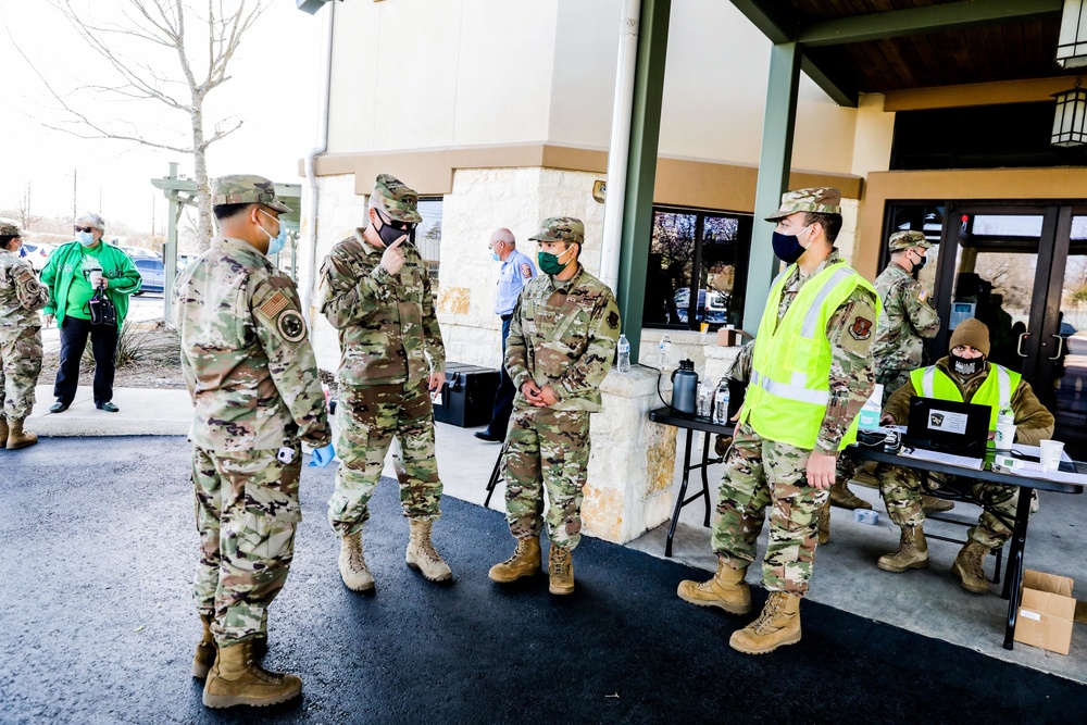 Texas Military Members work vaccination site in Kerrville, Texas