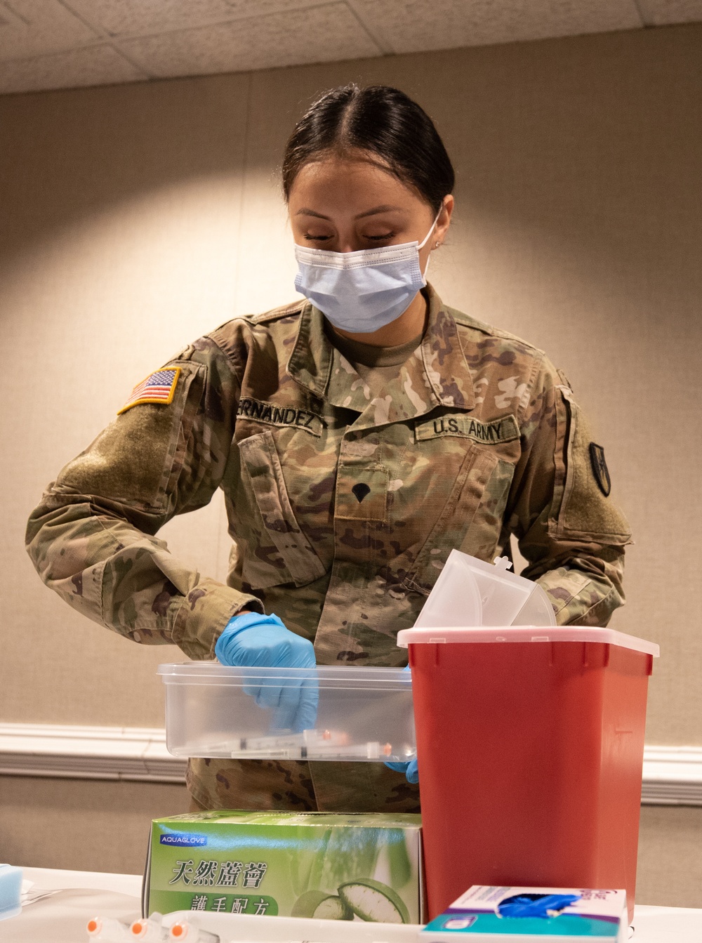 U.S. Army Soldiers give community members their second dose of the COVID-19 vaccine in Somerset, NJ