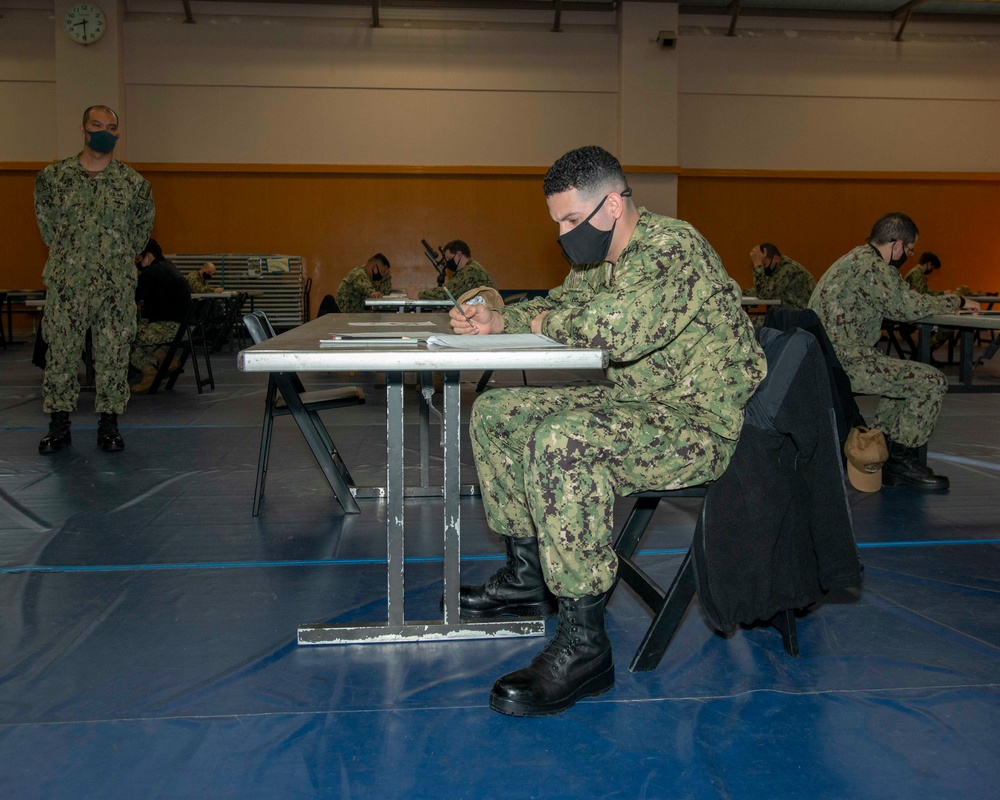 Ronald Reagan Sailors Take E-6 Advancement Exam