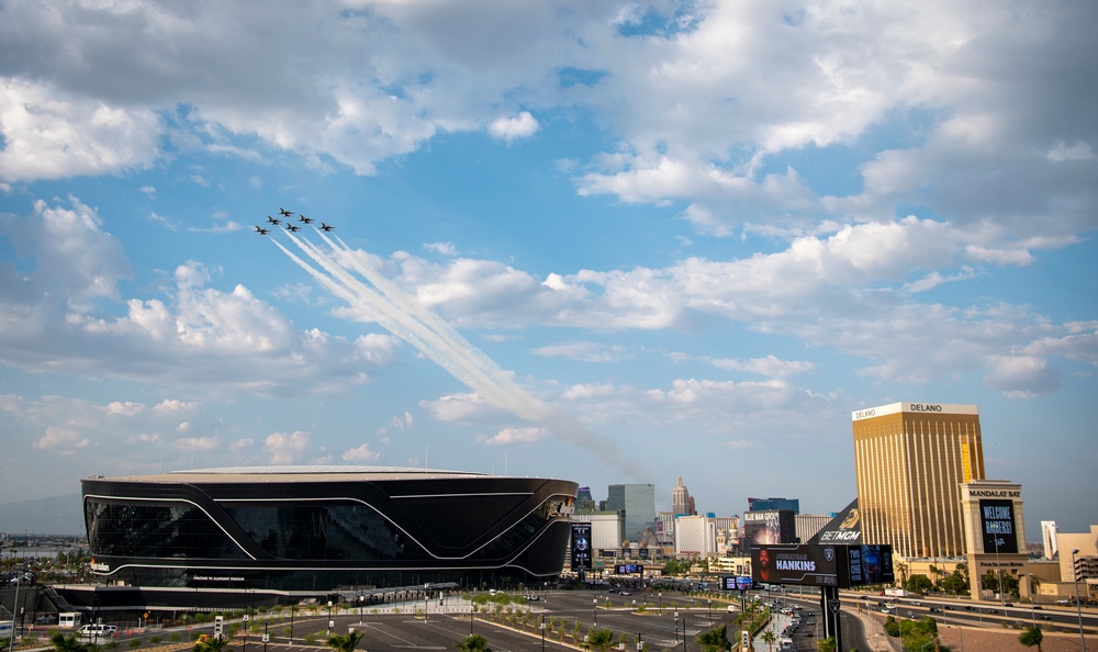 Thunderbirds fly over Allegiant Stadium prior to Raiders’ first home game in Las Vegas