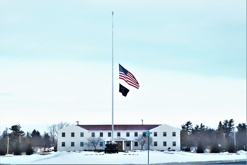 U.S. flag at half-staff at Fort McCoy