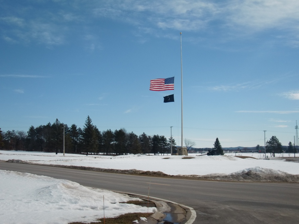 U.S. flag at half-staff at Fort McCoy