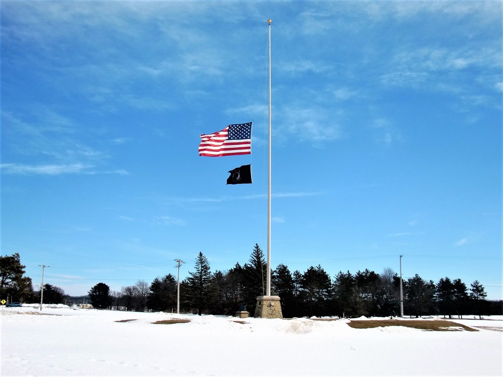 U.S. flag at half-staff at Fort McCoy