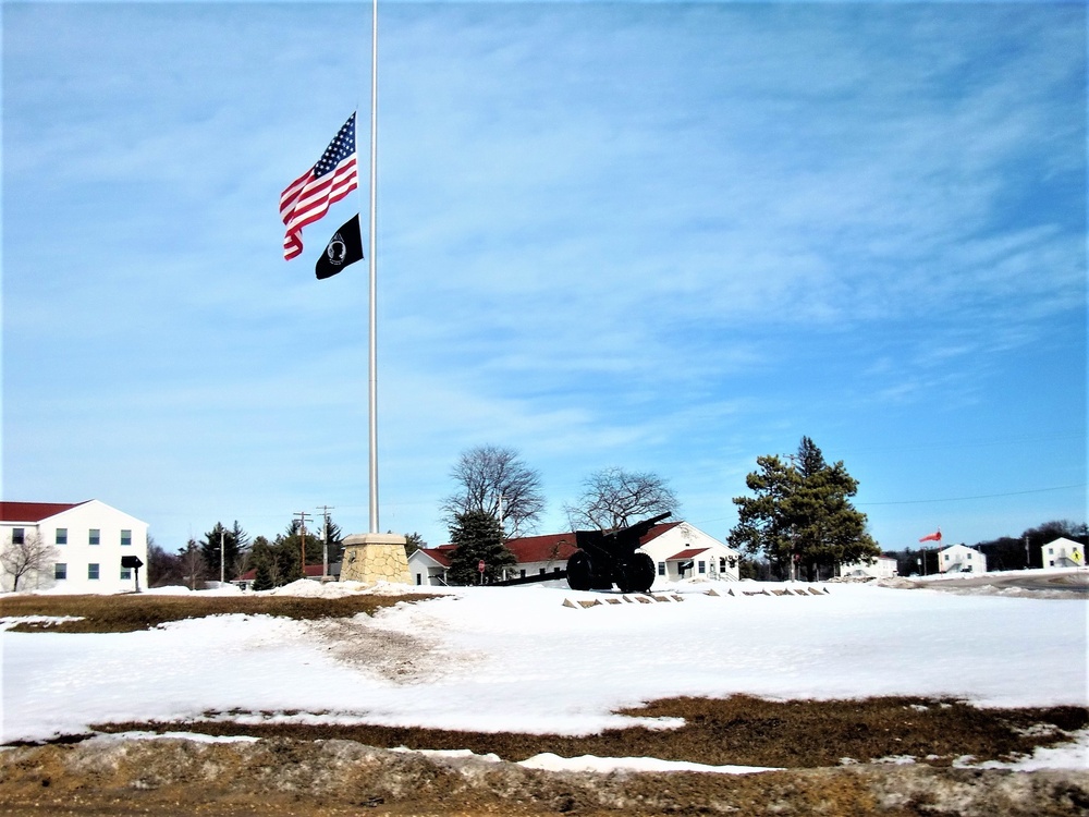 U.S. flag at half-staff at Fort McCoy