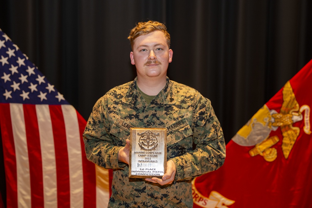 Camp Lejeune Intramural Rifle, Pistol Competition winners recognized by base commanding general