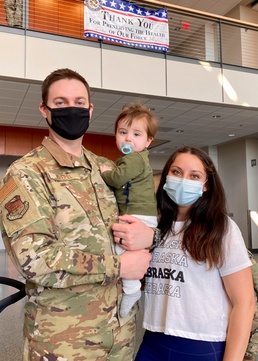 Nebraska National Guard family members receive doses of a COVID-19 vaccine