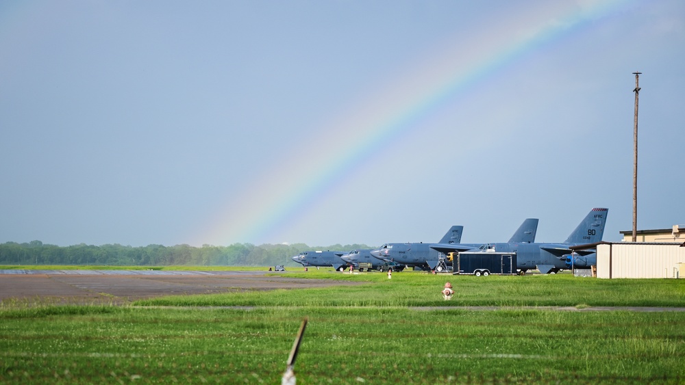 Rainbow shines over B-52