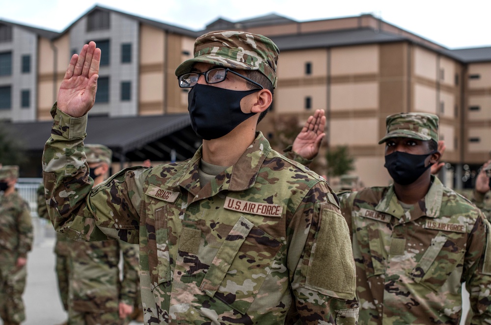 U.S. Air Force Basic Military Training Graduation and Coining Ceremony