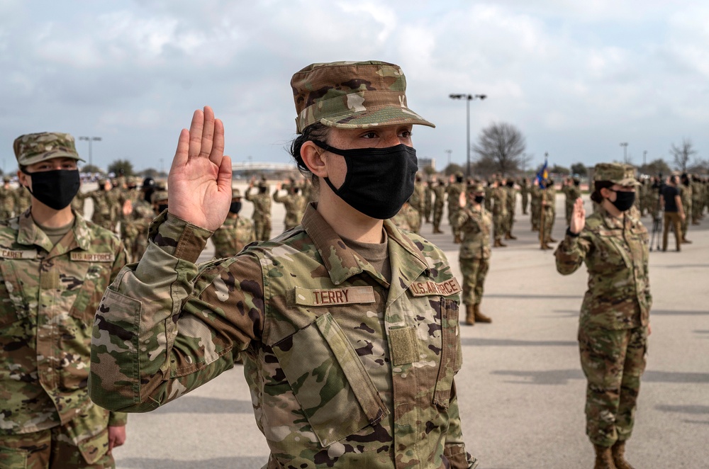 U.S. Air Force Basic Military Training Graduation and Coining Ceremony