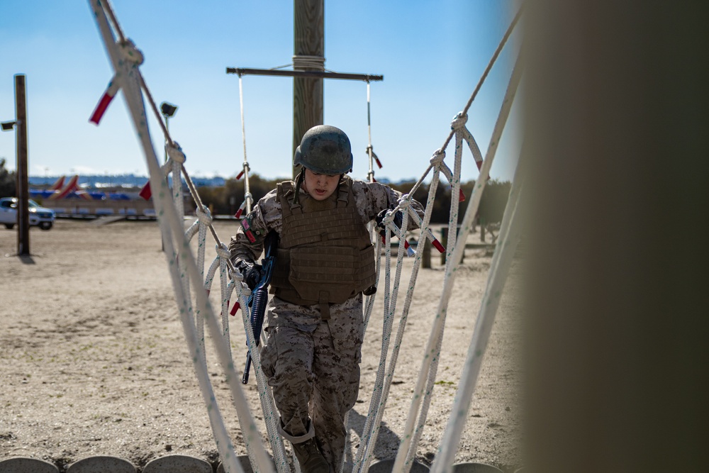 Charlie Company, 1st Recruit Training Battalion Conduct Bayonet Assault Course