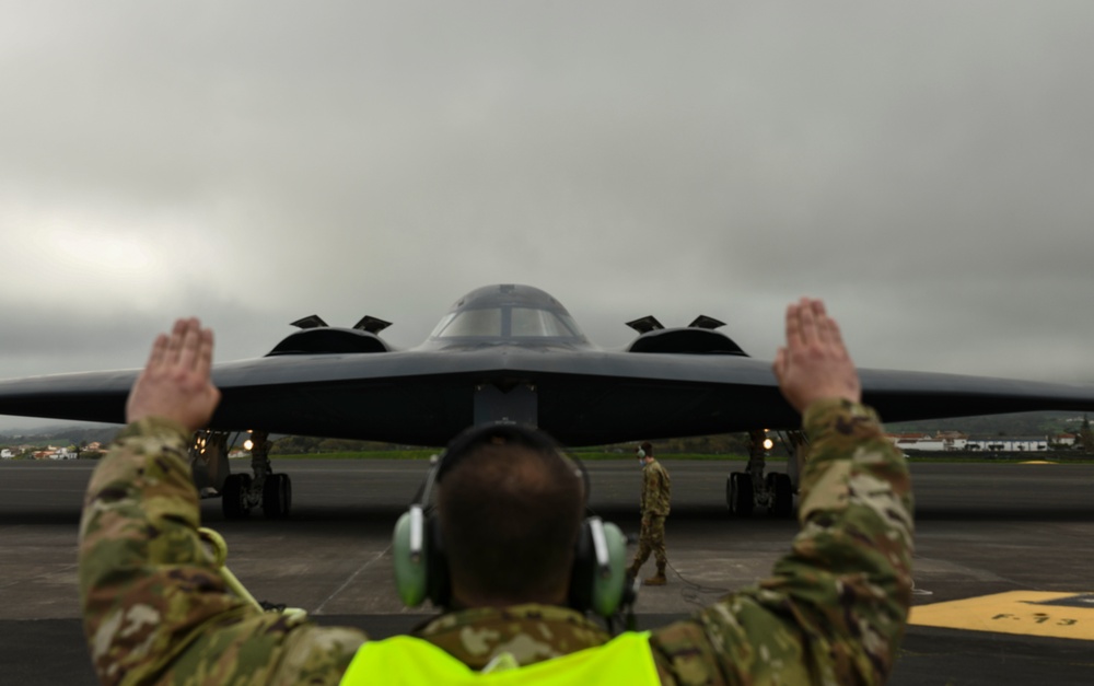 B-2 Spirit arrives at Lajes Field, Azores